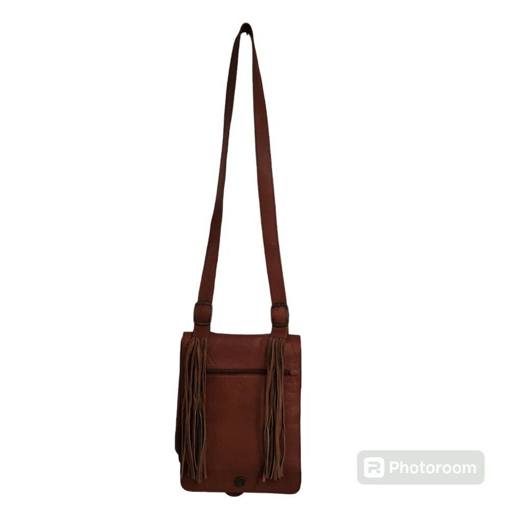 Brown Leather Bag with Fringe